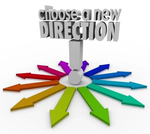 Escolha uma nova direção Setas Muitas escolhas Caminhos para a frente — Fotografia de Stock