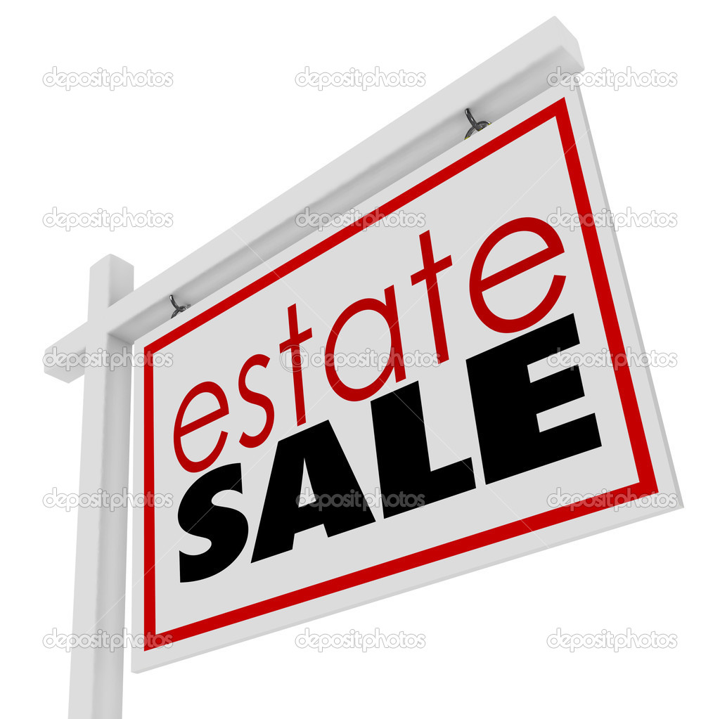 Estate Sign Homeowner Selling Possessions Inside House