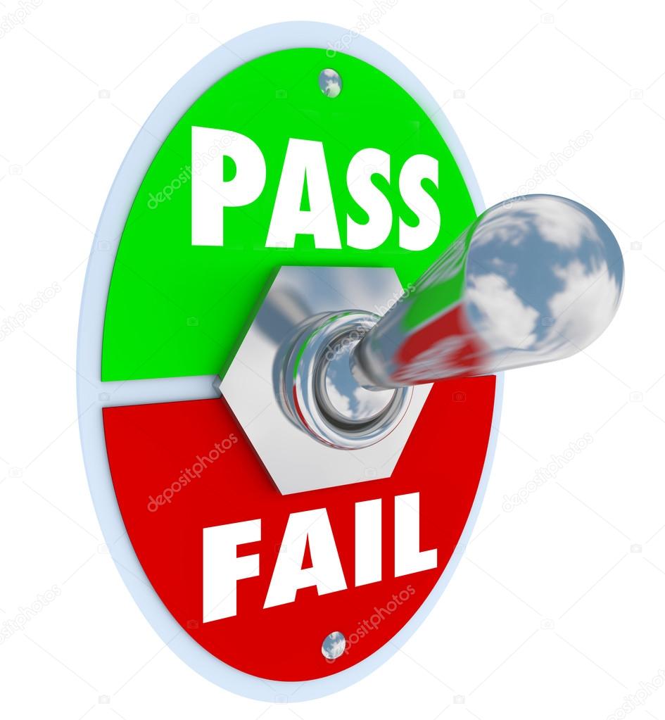 Pass Vs Fail Words Toggle Switch Grade Score Test Exam