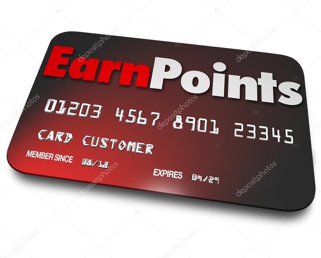 Earn Points words on a plastic credit card