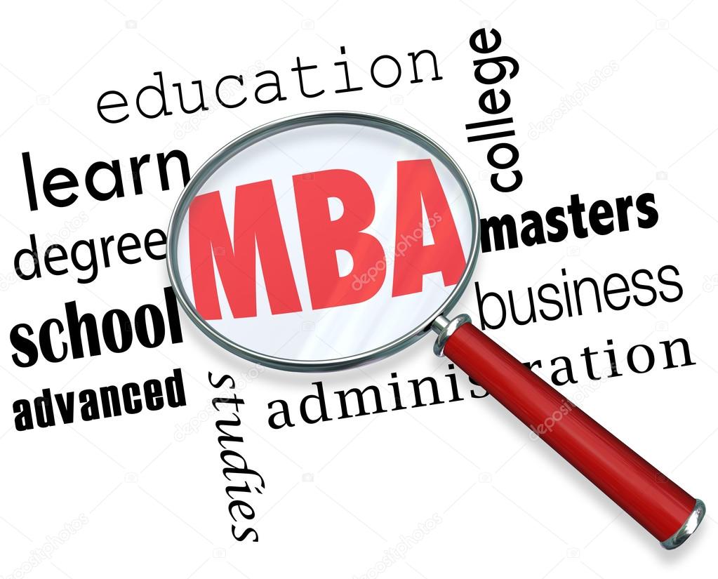 MBA Masters Business Administration Magnifying Glass Words