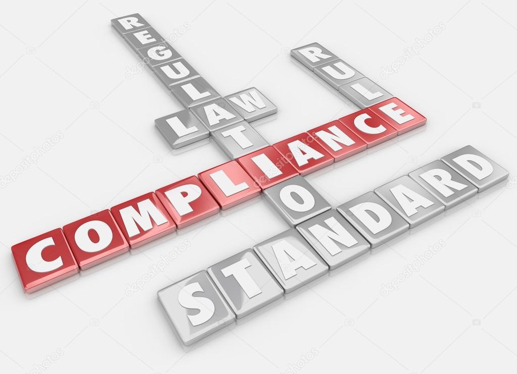 Compliance Word Tiles Follow Rules Regulations Laws Guidelines