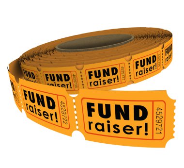 Fund Raiser words on a roll of 50-50 raffle tickets clipart