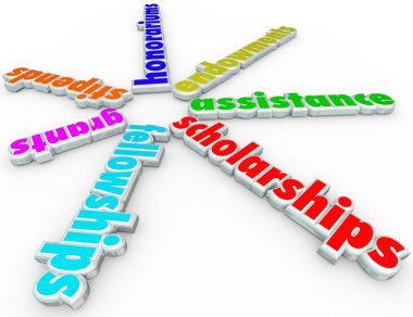 Scholarships and related words for financial aid clipart