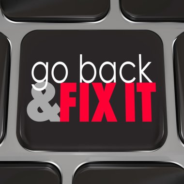 Go Back and Fix It words on a black computer keyboard clipart