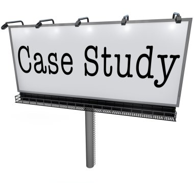 Case Study words on a white billboard, banner or sign clipart