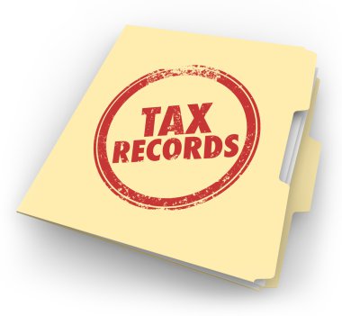 Tax Records words stamped onto a manila folder clipart