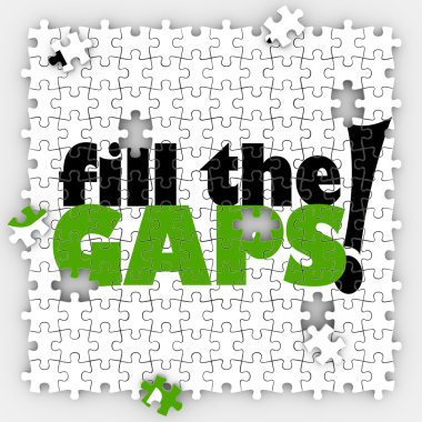 Fill the Hole words on puzzle pieces clipart