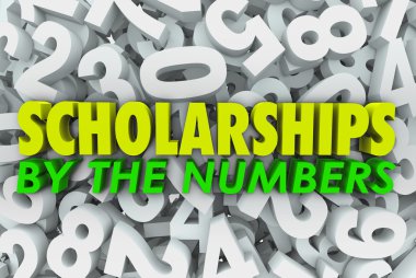 Scholarships By the Numbers Words College Financial Aid Merit Aw clipart