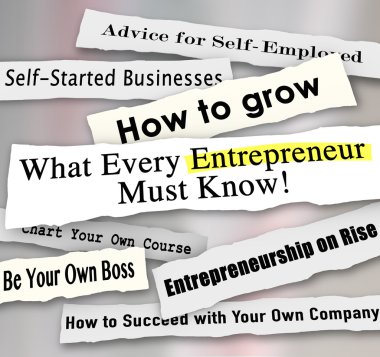 What Every Entrepreneur Must Know and other newspaper headlines clipart