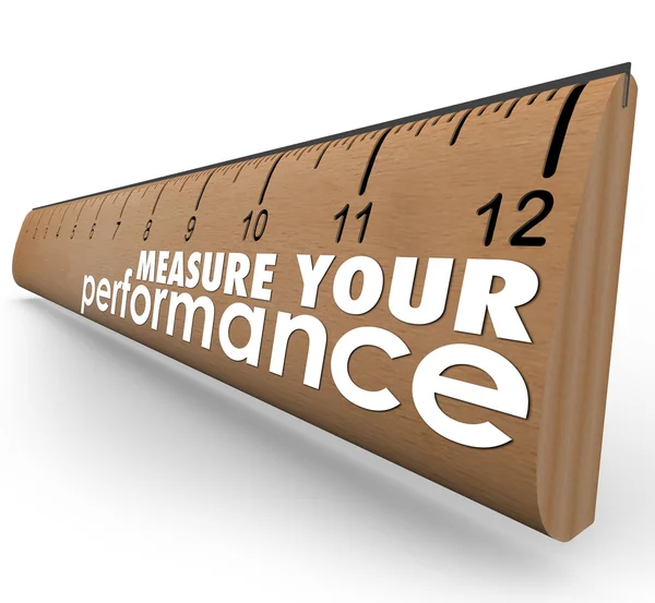 Measure Your Performance words on a wooden ruler — Stock Photo, Image