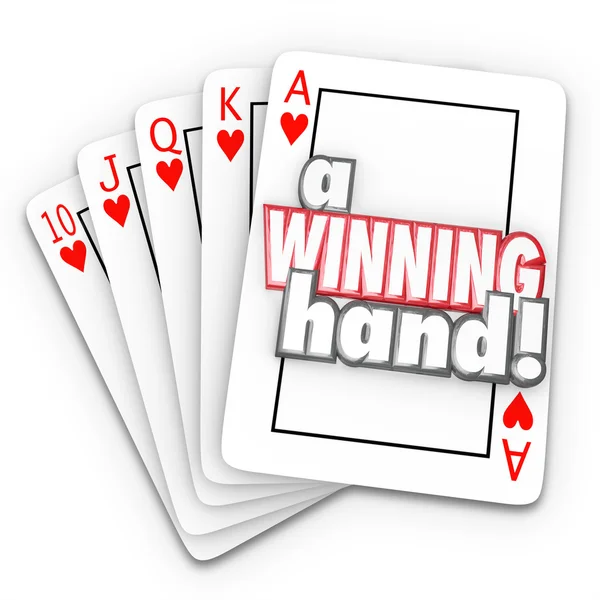 A Winning Hand words on a royal flush in cards — Stock Photo, Image