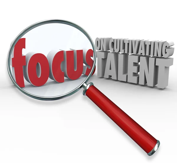 Talentförderung im Fokus 3d words — Stockfoto