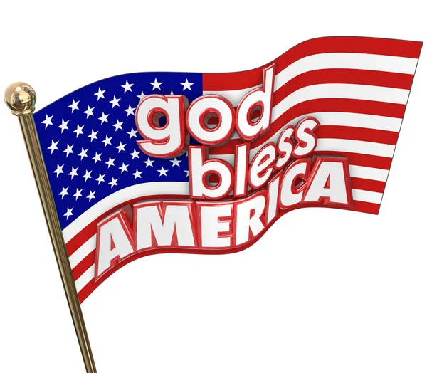 Dieu bénisse l'Amérique mots sur les États-Unis drapeau — Photo
