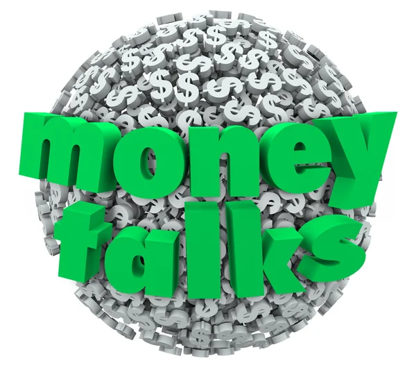 Money Talks words in 3d letters on a ball — Stock Photo, Image