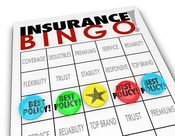 Insurance Bingo words on a game card — Stock Photo, Image