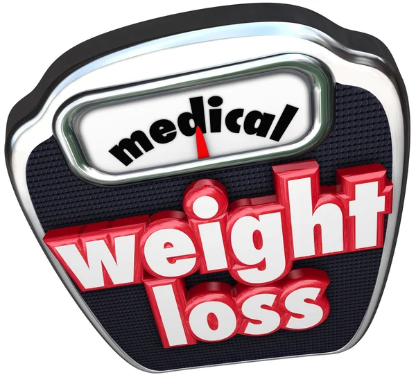 Medische gewicht verlies woorden op een schaal — Stockfoto