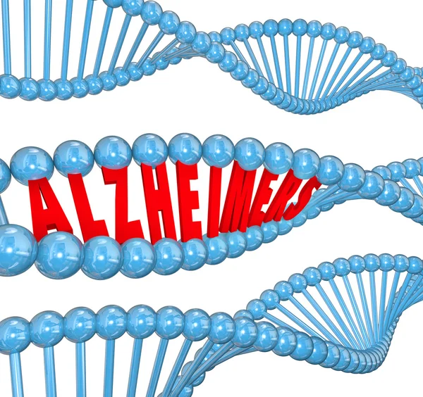 Alzheimer's disease 3d letters in a strand of dna — Stock Photo, Image