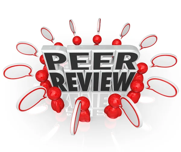 Peer review woorden omringd door mensen — Stockfoto