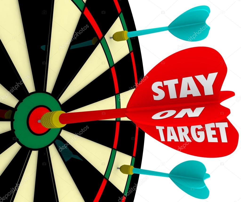 Stay on Target words on a dart board