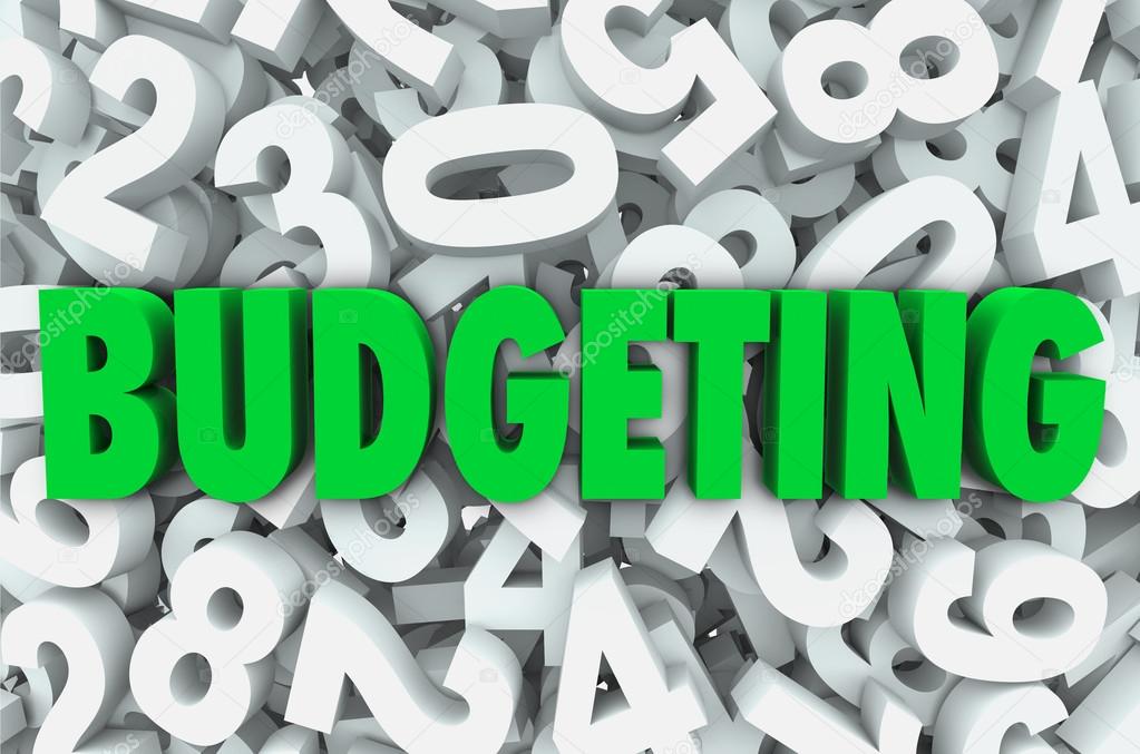Budgeting word in 3d green letters