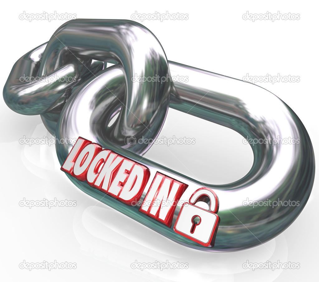 Locked In words on metal chain links