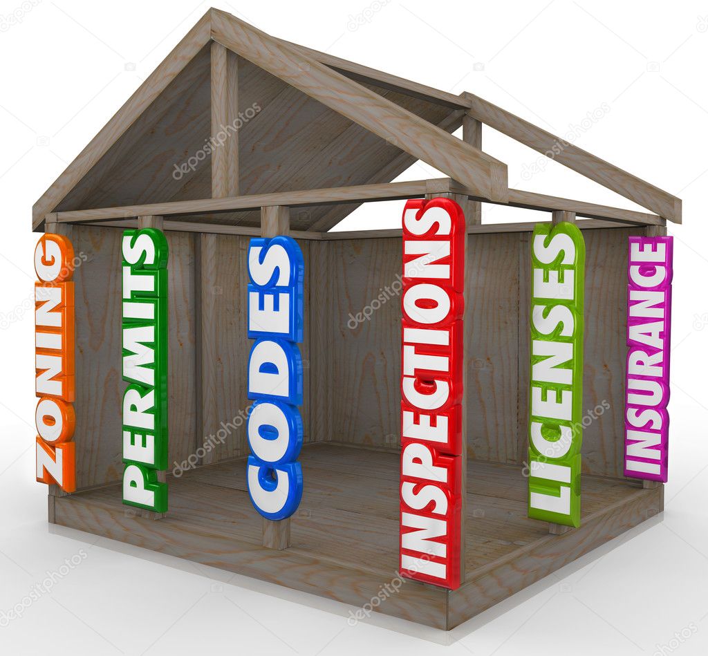 Wooden house frame new construction project with 3d words