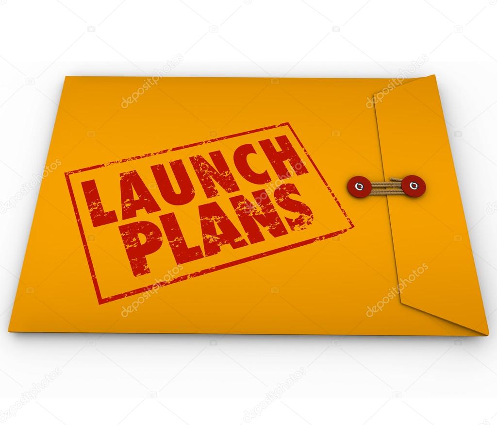 Launch Plans words stamped in red ink on yellow envelope