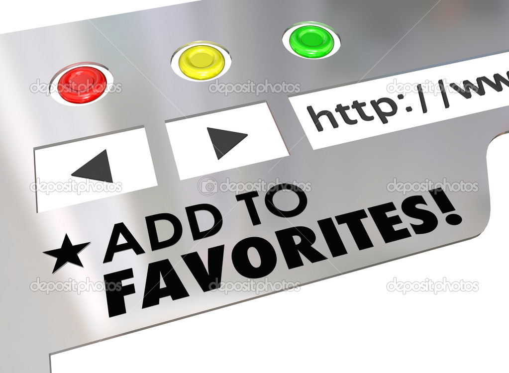 Add to Favorites words on a website browser screen