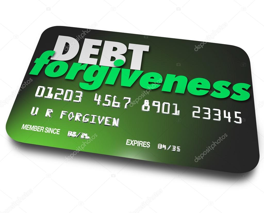 Debt Forgiveness words on a plastic credit card
