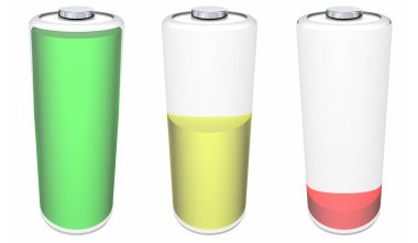 Pil Şarjı Tam Boş Enerji Seviyesi Göstergesi Kırmızı Sarı Yeşil 3d Görüntü