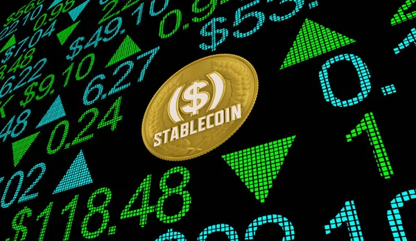 Stablecoin股票市场密码货币交易价格投资3D说明 — 图库照片