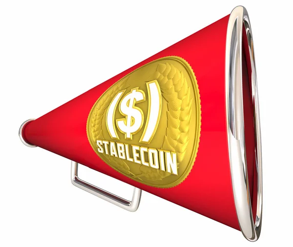 Stablecoin Megaphon Bullhorn News Verbreitung Kryptowährungen Information Illustration — Stockfoto