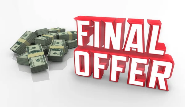 Final Offer Money Pile Last Chance Opportunity Deal Words Illustration — Stockfoto