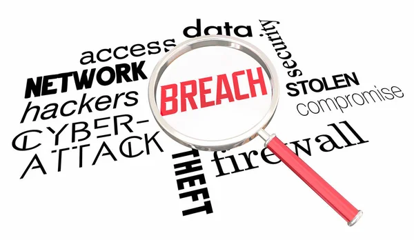 Breach Magnifying Glass Investigate Data Theft Security Compromise Illustration — Fotografia de Stock