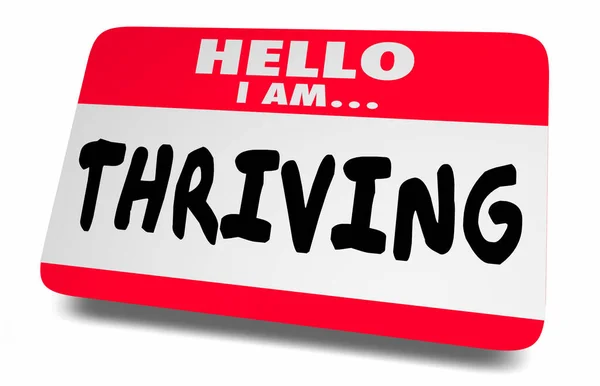 Hello Thriving Name Tag Succeed Thrive Success Doing Well Illustration — Foto Stock