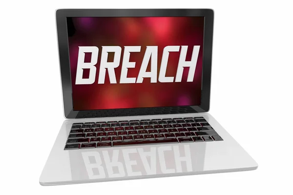 Breach Data Theft Hacking Compromise Security Computer Laptop Illustration — Stock Photo, Image