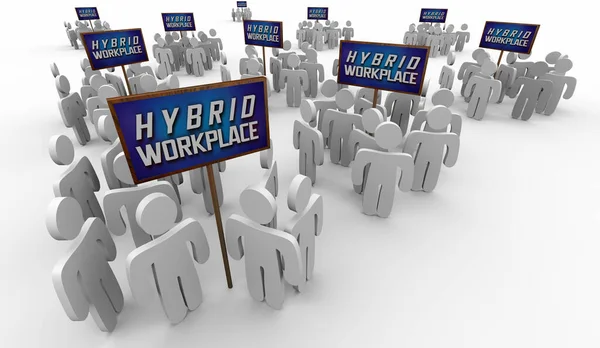 Hybrid Workplace Flexible Staff Remote Office New Modern Employment Model — Stockfoto
