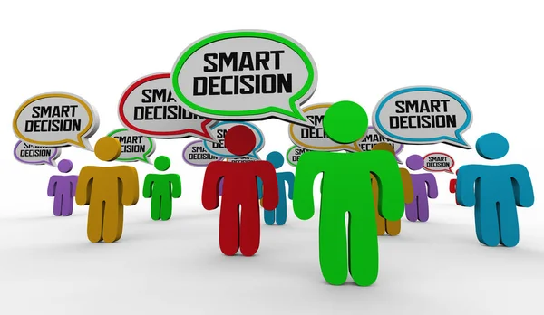 Smart Decision People Speech Bubbles Best Choice Choose Correct Right — Stockfoto