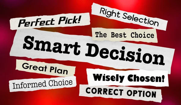 Smart Decision Headlines Bon Choix Meilleure Sélection Options Choisissez Judicieusement — Photo