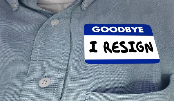 Goodbye Resign Name Tag Quit Leave Job End Career Nametag — Stockfoto