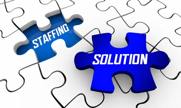 Staffing Solution Puzzle Solved Hire New Employees Jobs Open Positions — Stock Photo, Image