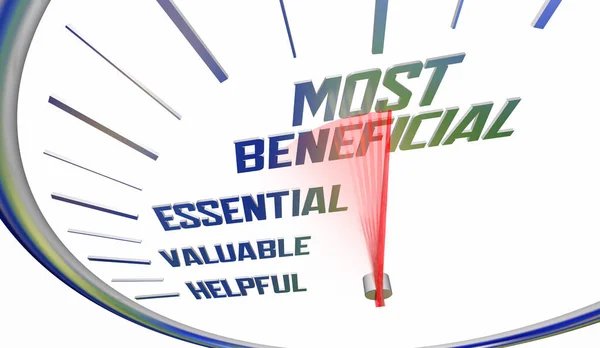 Most Beneficial Valuable Essential Helpful Speedometer Measure Benefits Value Illustration — Stockfoto
