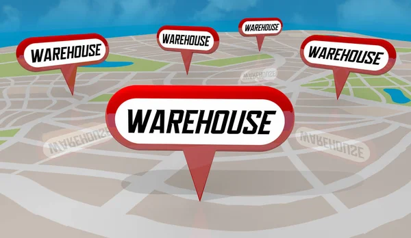 Warehouse Locations Business Commercial Land Use Real Estate Industrial Map — 图库照片
