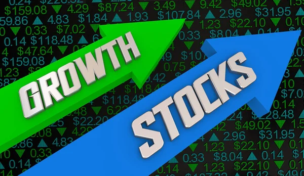 Růstové Zásoby Akcie Ceny Zvýšit Vzestup Hodnota Vyšší Nákupní Příležitost — Stock fotografie