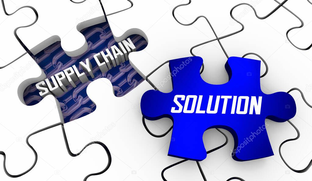 Supply Chain Solution Puzzle Piece Fix Problem Challenge 3d Illustration