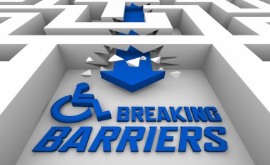 Reaking Barriers Maze Engelliler Erişim Özgürlüğü 3d İllüstrasyon