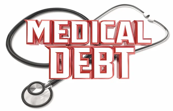 Medical Debt Stethoscope Hospital Bills Overdue Default Payment Illustration — 图库照片