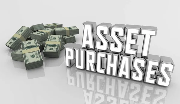 Asset Käufe Money Pile Sale Transaktion Kaufen Verkaufen Verkaufen Illustration — Stockfoto