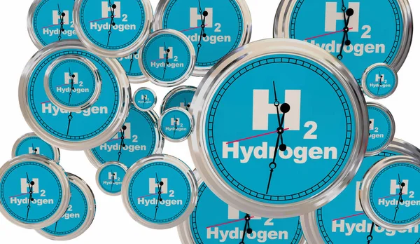 Time Hydrogen Clocks Renewable Energy Fuel Source Illustration — Stock Photo, Image